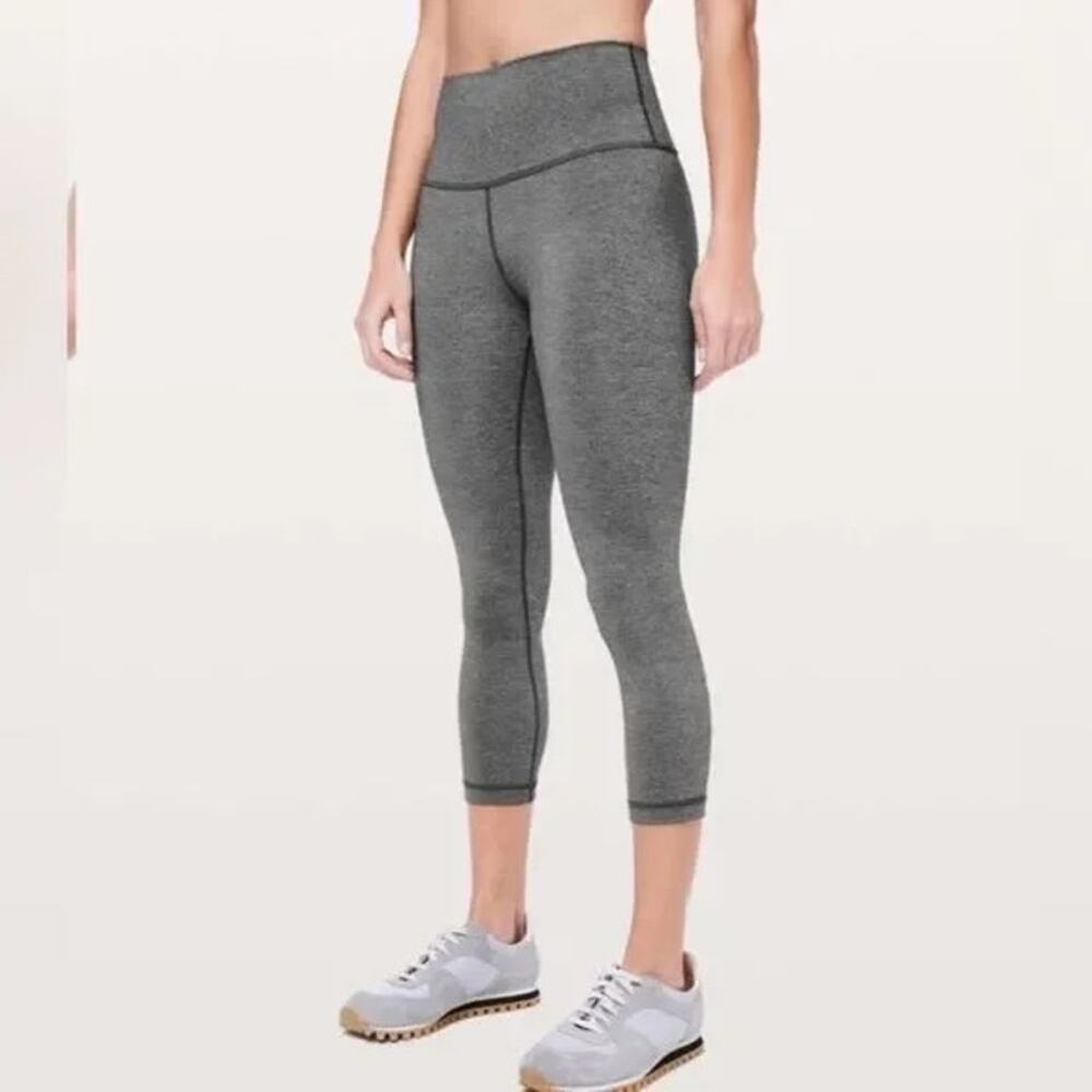 Lululemon Wunder Under High Rise Crop Heathered Black Size 6